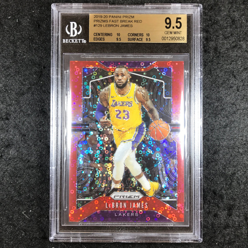 2019 Panini Prizm LEBRON JAMES Fast Break Red 91/125 #129 BGS 9.5 (828)