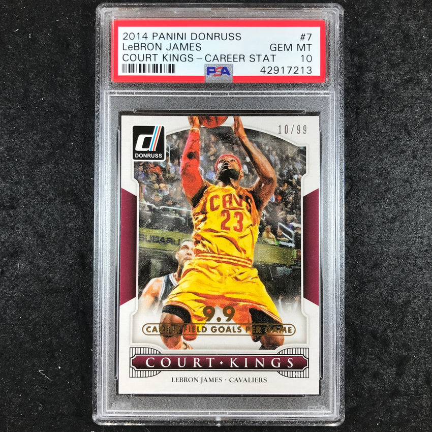 2014 Panini Donruss LEBRON JAMES Court Kings Career Stat 10/99 #7 PSA 10 (213)