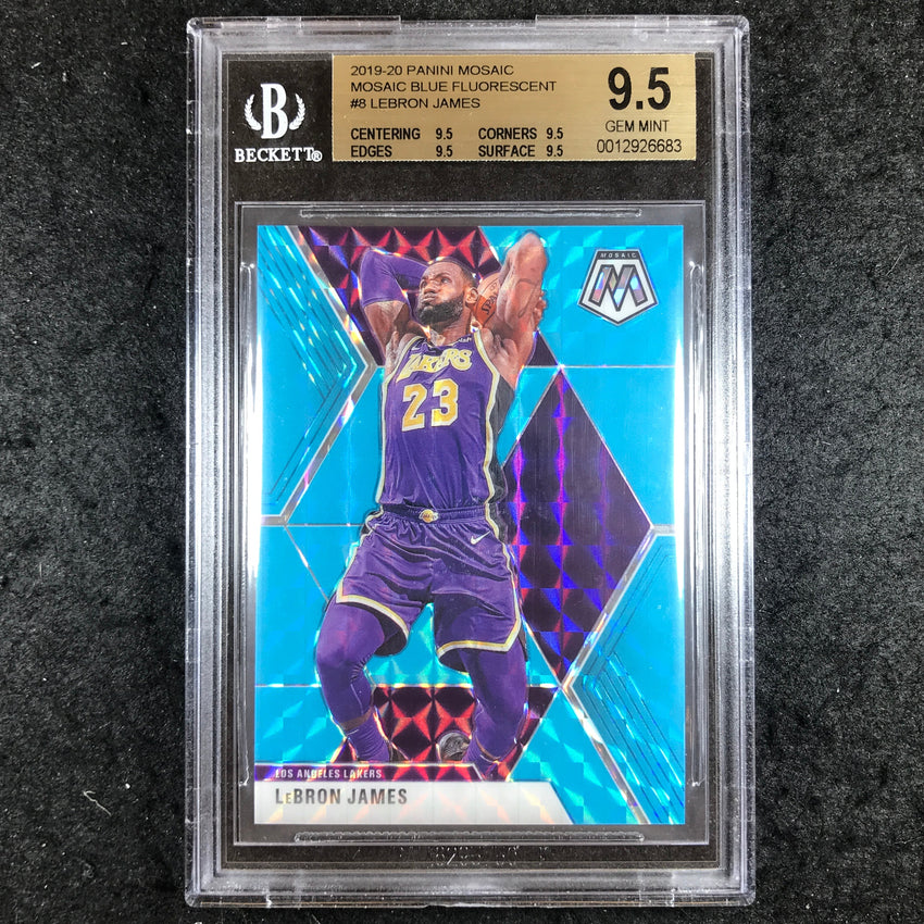 2019 Panini Mosaic LEBRON JAMES Blue Fluorescent 9/15 #8 BGS 9.5 (683)