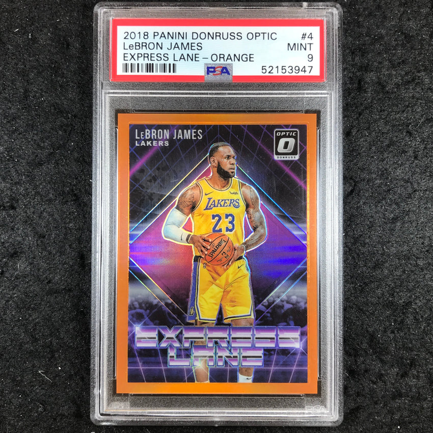 2018 Panini Donruss Optic LEBRON JAMES Express Lane Orange 15/39 #4 PSA 9 (947)
