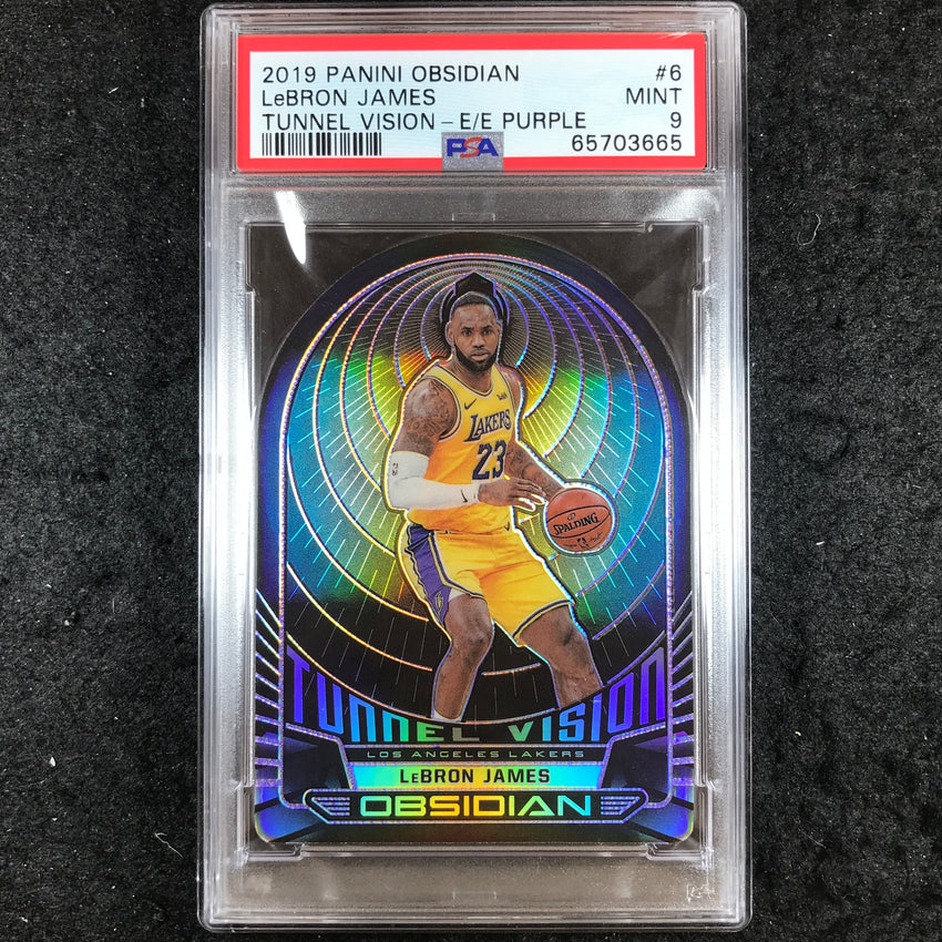 2019 Panini Obsidian LEBRON JAMES Tunnel Vision E/E Purple 31/50 #6 PSA 9 (665)