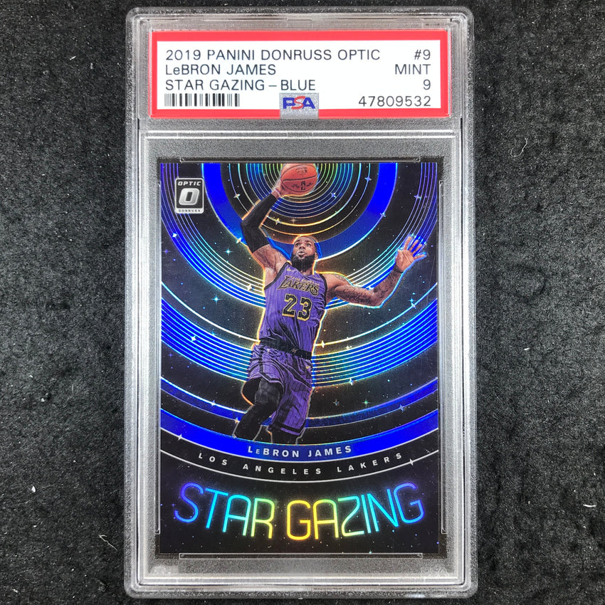2019 Panini Donruss Optic LEBRON JAMES Star Gazing Blue 21/49 #9 PSA 9 (532)