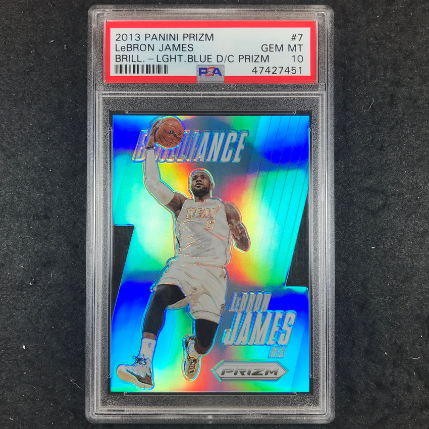 2013 Prizm LEBRON JAMES Brilliance Light Blue Die-Cut 92/199 #7 PSA 10 (451)