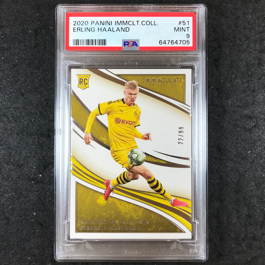 2020 Panini Immaculate Collection ERLING HAALAND Rookie 22/99 #51 PSA 9 (705)