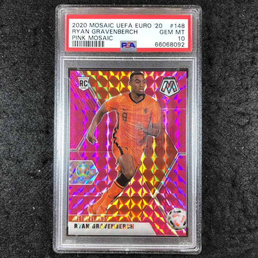 2020 Mosaic UEFA Euro RYAN GRAVENBERCH Rookie Pink Mosaic 3/25 #148 PSA 10 (092)