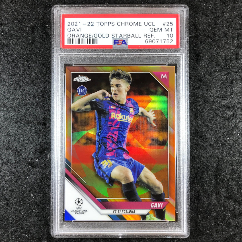 2021 Topps Chrome UCL GAVI Rookie Orange Gold Starball #25 PSA 10 (752)