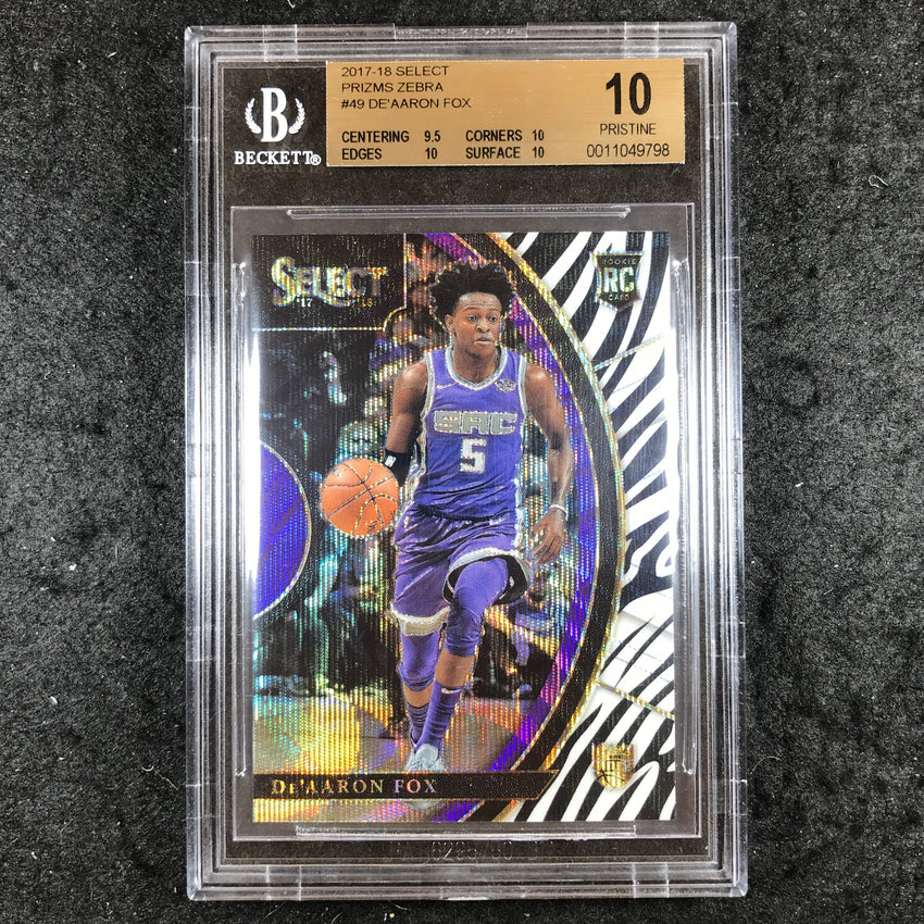 2017 Select Prizms DE'AARON FOX Rookie Concourse Zebra #49 BGS 10 Pristine (798)