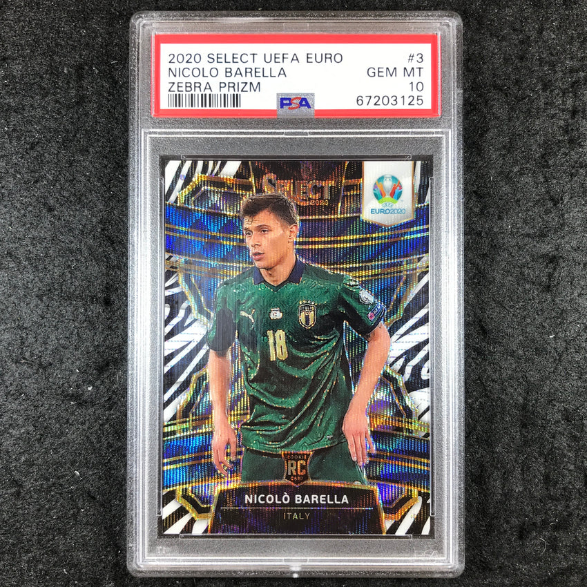2020 Panini Select UEFA Euro NICOLO BARELLA Rookie Zebra SSP #3 PSA 10 (125)