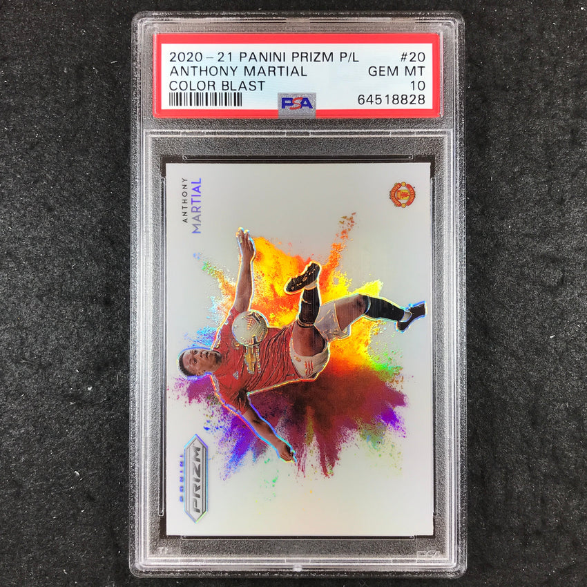 2020 Panini Prizm Premier League ANTHONY MARTIAL Color Blast #20 PSA 10 (828)