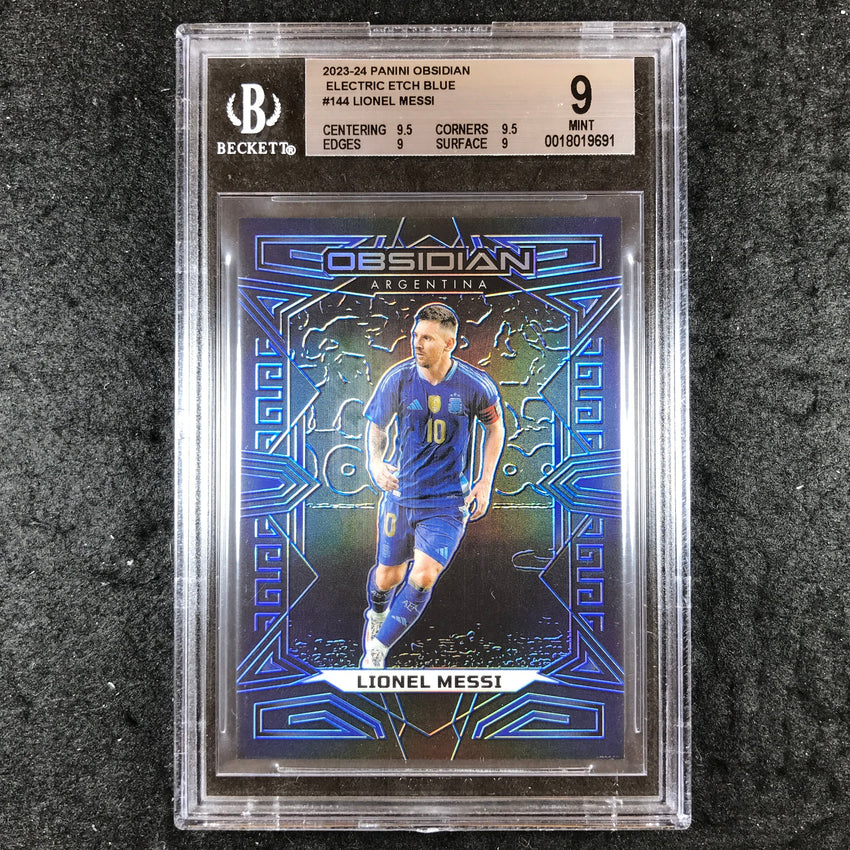 2023 Panini Obsidian LIONEL MESSI Electric Etch Blue 5/20 #144 BGS 9 (691)