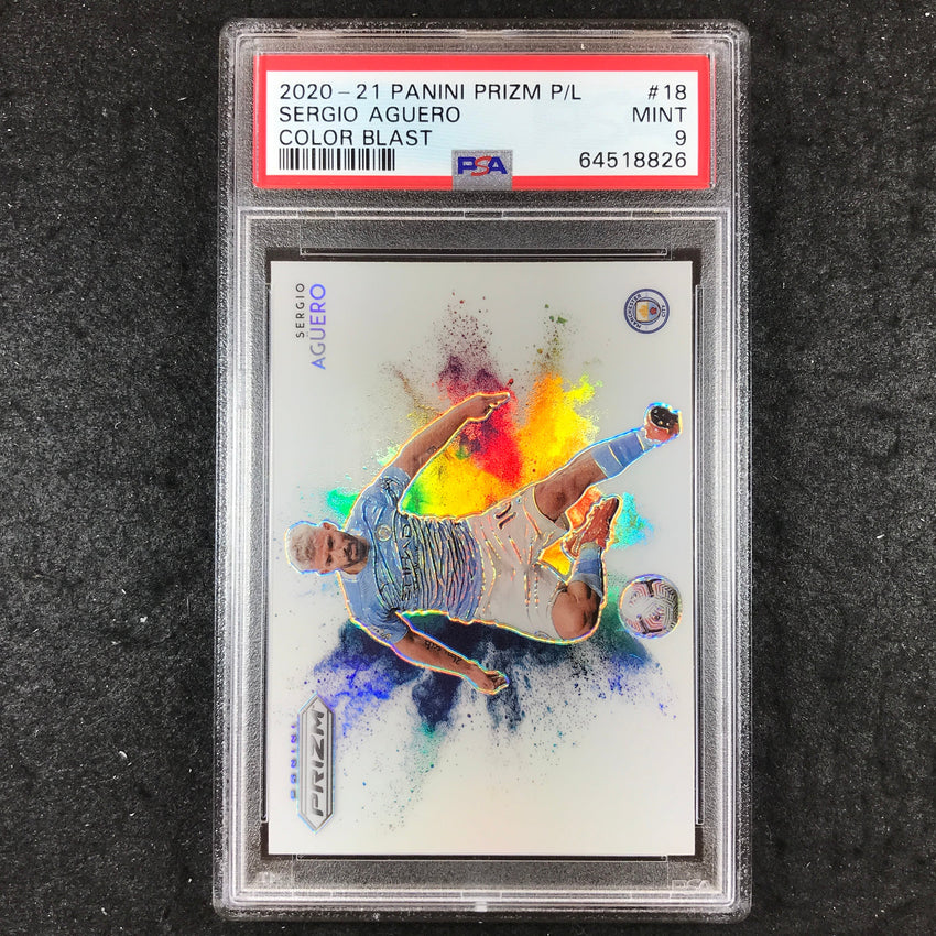 2020 Prizm SERGIO AGUERO Color Blast SSP #18 PSA 9 (826)