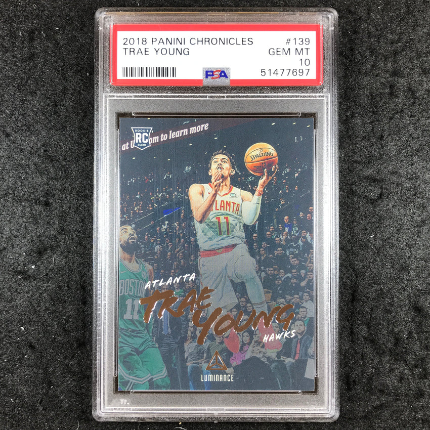 2018 Panini Chronicles TRAE YOUNG Luminance Rookie #139 PSA 10 (697)