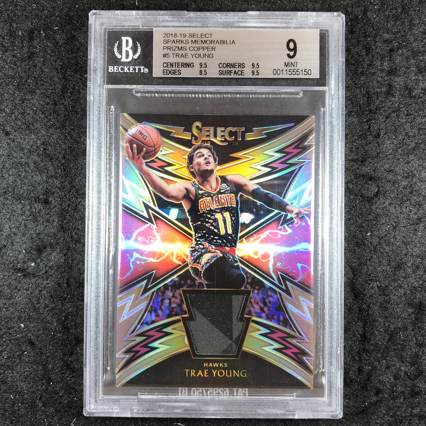 2018 Select TRAE YOUNG Rookie Sparks Memorabilia Copper 36/49 #5 BGS 9 (150)