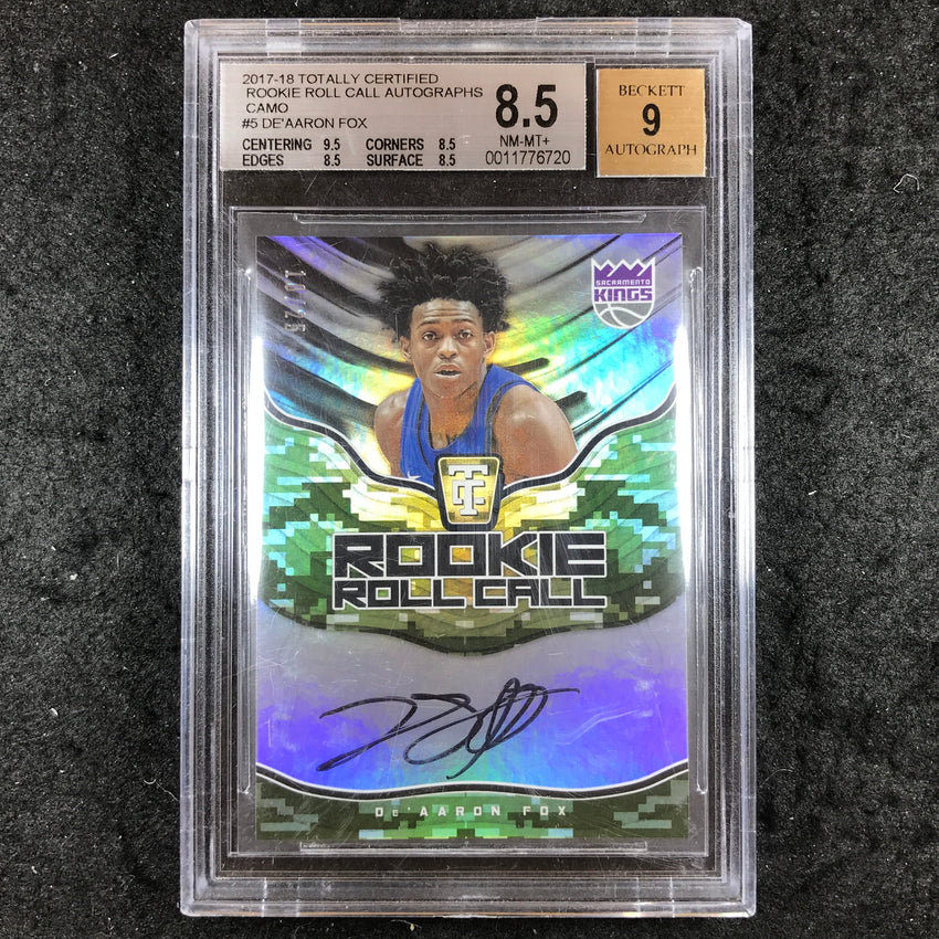 2017 Totally Certified DE'AARON FOX Rookie Roll Call Auto 10/25 BGS 8.5/9 (720)