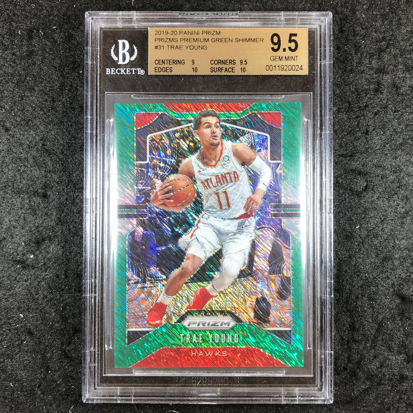 2019 Panini Prizm TRAE YOUNG Rookie Premium Green Shimmer 4/25 #31 BGS 9.5 (024)
