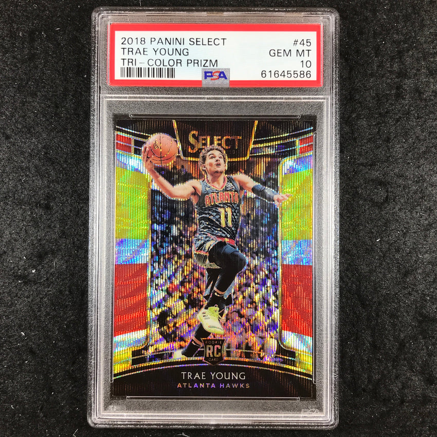 2018 Select TRAE YOUNG Rookie Concourse Tri-Color Prizm #45 PSA 10 (586)