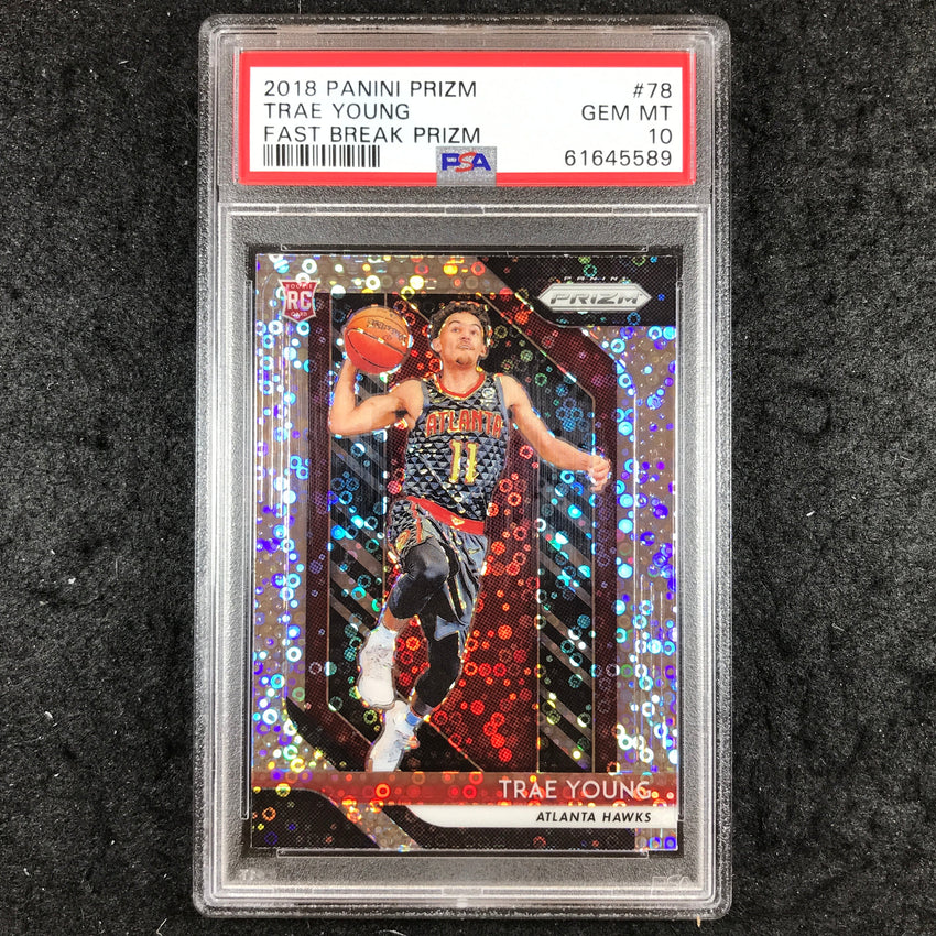 2018 Panini Prizm TRAE YOUNG Rookie Fast Break Prizm #78 PSA 10 (589)