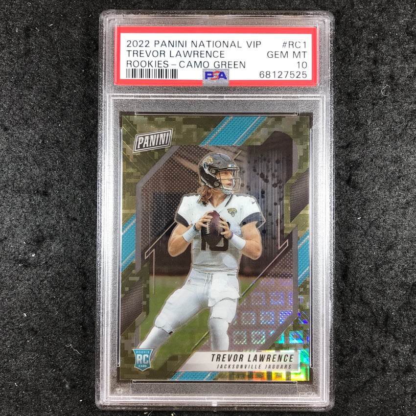 2022 Panini National VIP TREVOR LAWRENCE Rookie Camo Green 12/25 PSA 10 (525)