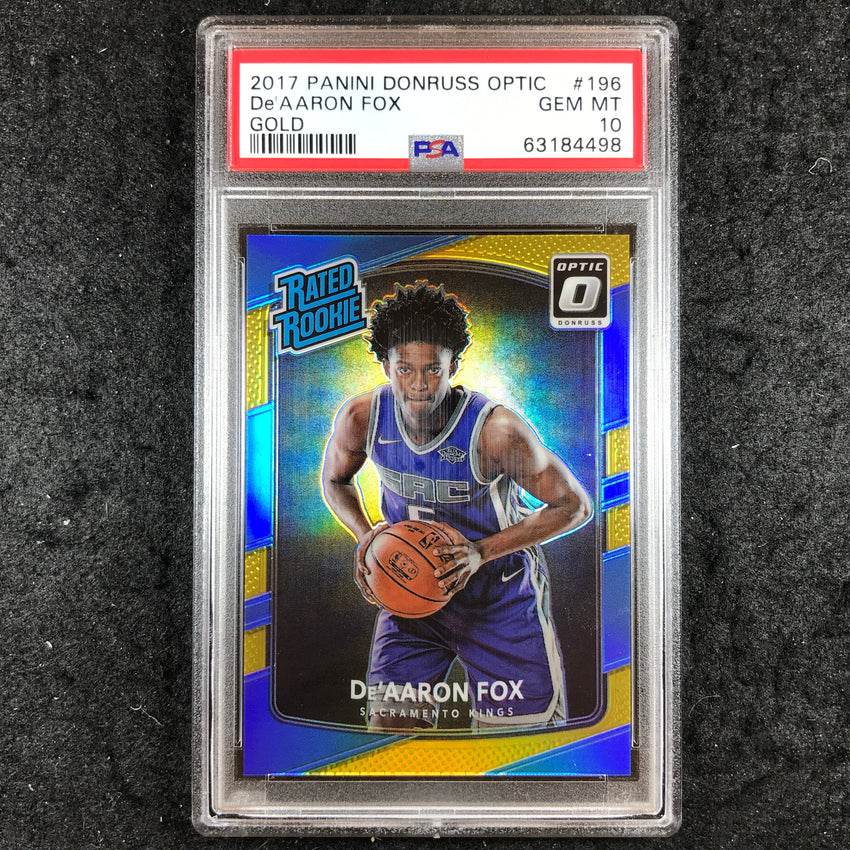 2017 Panini Donruss Optic DE'AARON FOX Rated Rookie Gold 9/10 #196 PSA 10 (498)