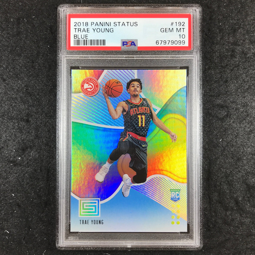 2018 Panini Status TRAE YOUNG Rookie Blue #192 PSA 10 (099)