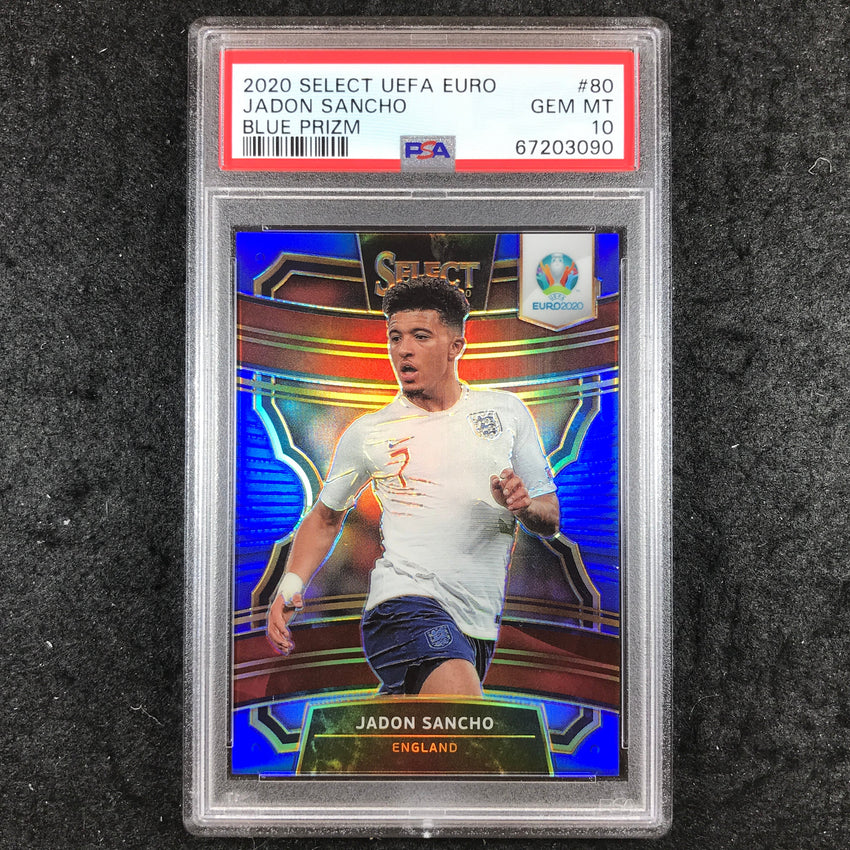 2020 Panini Select UEFA Euro JADON SANCHO Blue Prizm 8/225 #80 PSA 10 (090)