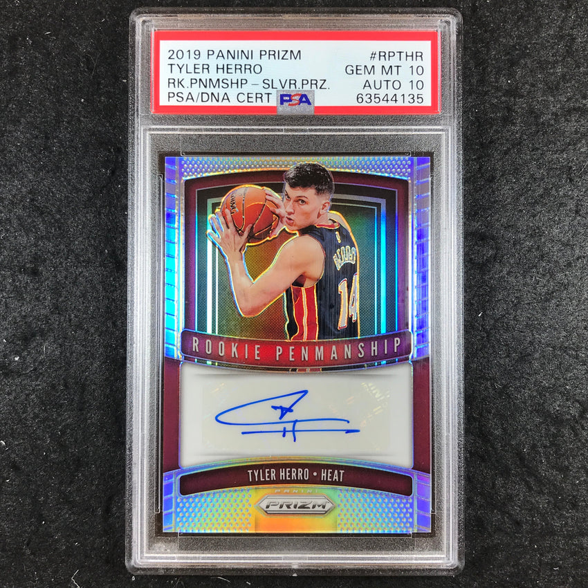 2019 Panini Prizm TYLER HERRO Rookie Penmanship Auto Silver PSA 10/10 (135)