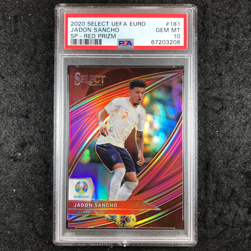 2020 Panini Select UEFA EURO JADON SANCHO SP Red Prizm 10/65 #181 PSA 10 (208)