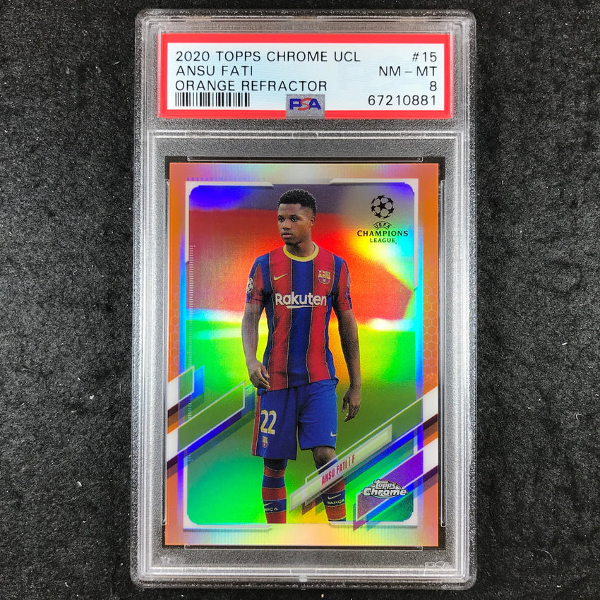 2020 Topps Chrome UEFA Champions League ANSU FATI Orange 5/25 #15 PSA 8 (881)