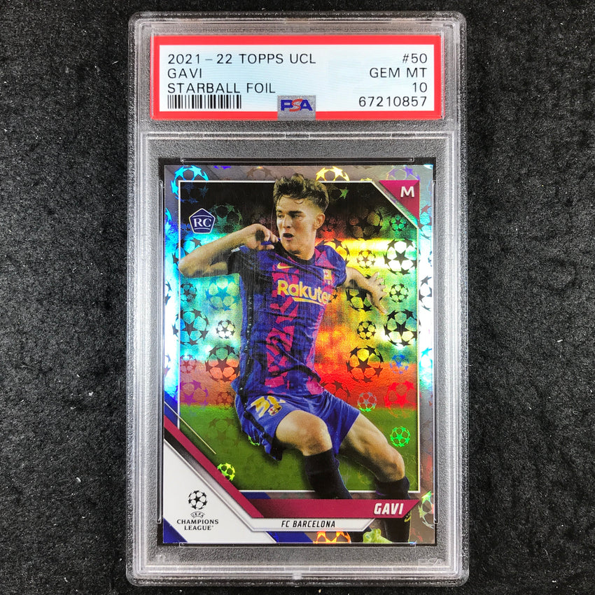 2021-2022 Topps UEFA UCL GAVI Rookie Starball Foil #50 PSA 10 (857)