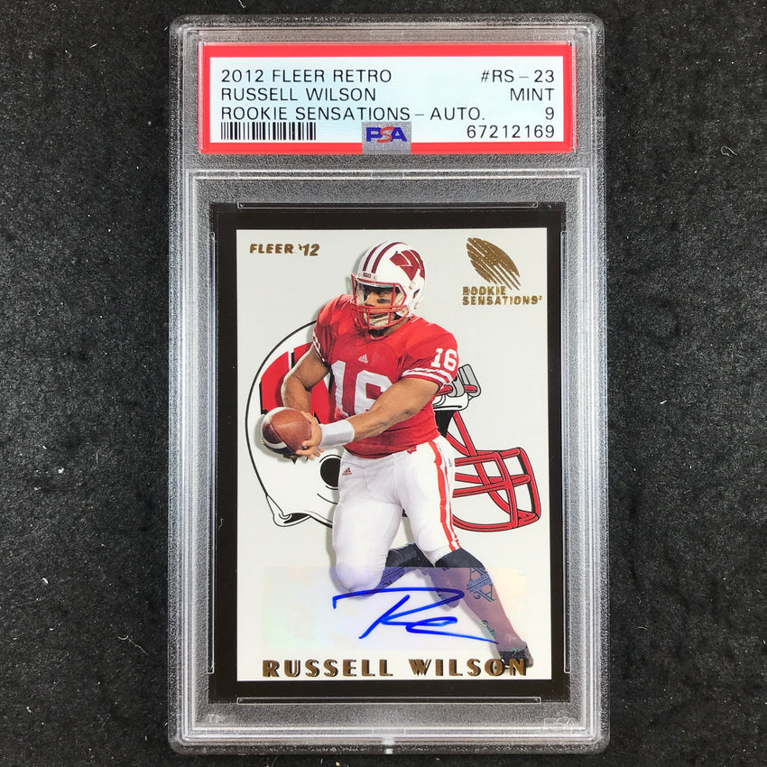 2012 Fleer Retro RUSSELL WILSON Rookie Sensations Auto #RS-23 PSA 9 (169)