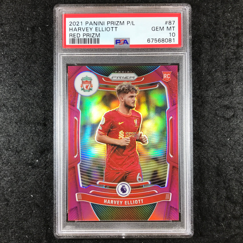 2021 Prizm Premier League HARVEY ELLIOTT Rookie Red 115/199 #87 PSA 10 (081)