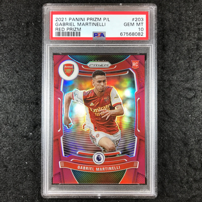 2021 Panini Prizm League GABRIEL MARTINELLI Rookie Red 165/199 #203 PSA 10 (082)