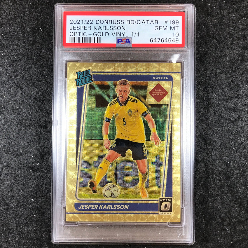 2021 Donruss Road To Qatar JESPER KARLSSON Rated Rookie Gold 1/1 PSA 10 (649)