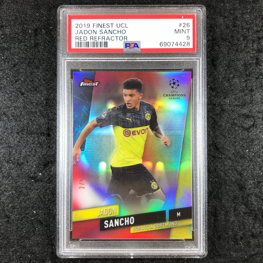 2019 Finest UCL JADON SANCHO Red Refractor 2/5 #26 PSA 9 (428)