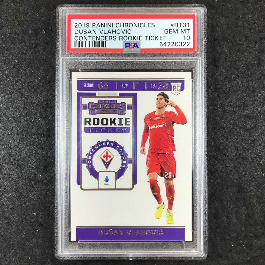 2019 Panini Chronicles DUSAN VLAHOVIC Contenders Rookie Ticket PSA 10 (322)