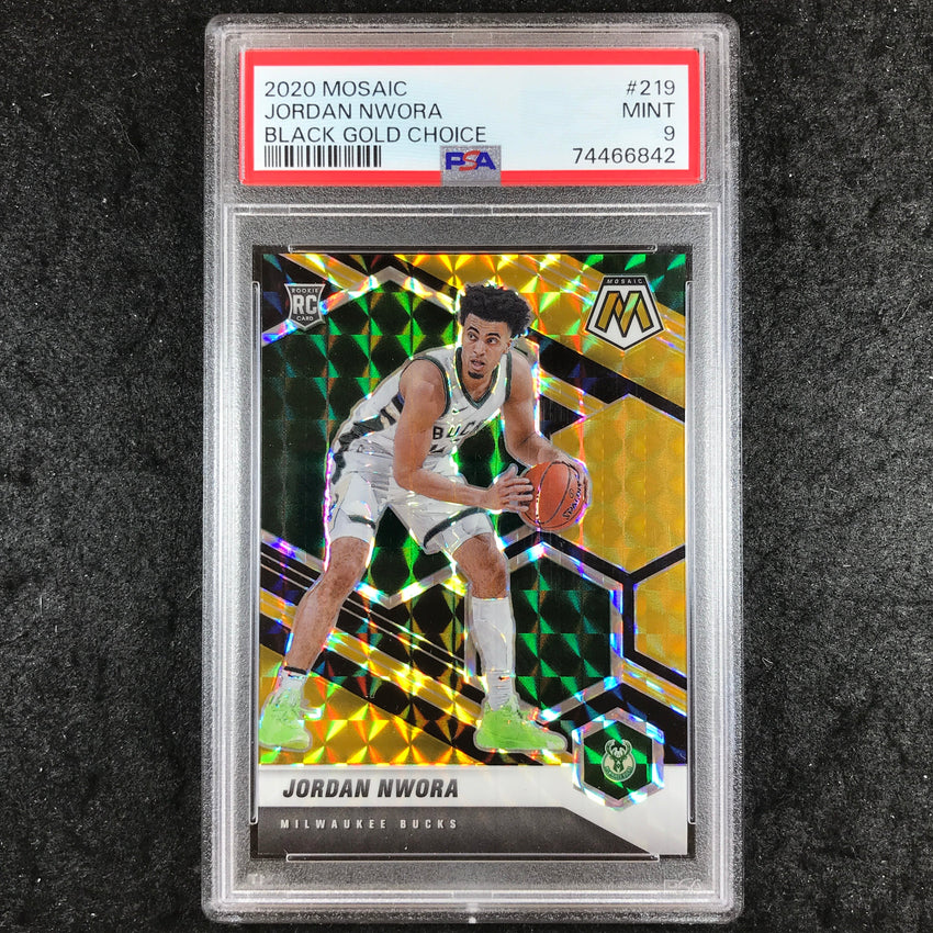 2020 Panini Mosaic JORDAN NWORA Rookie Black Gold Choice 6/8 #219 PSA 9 (842)