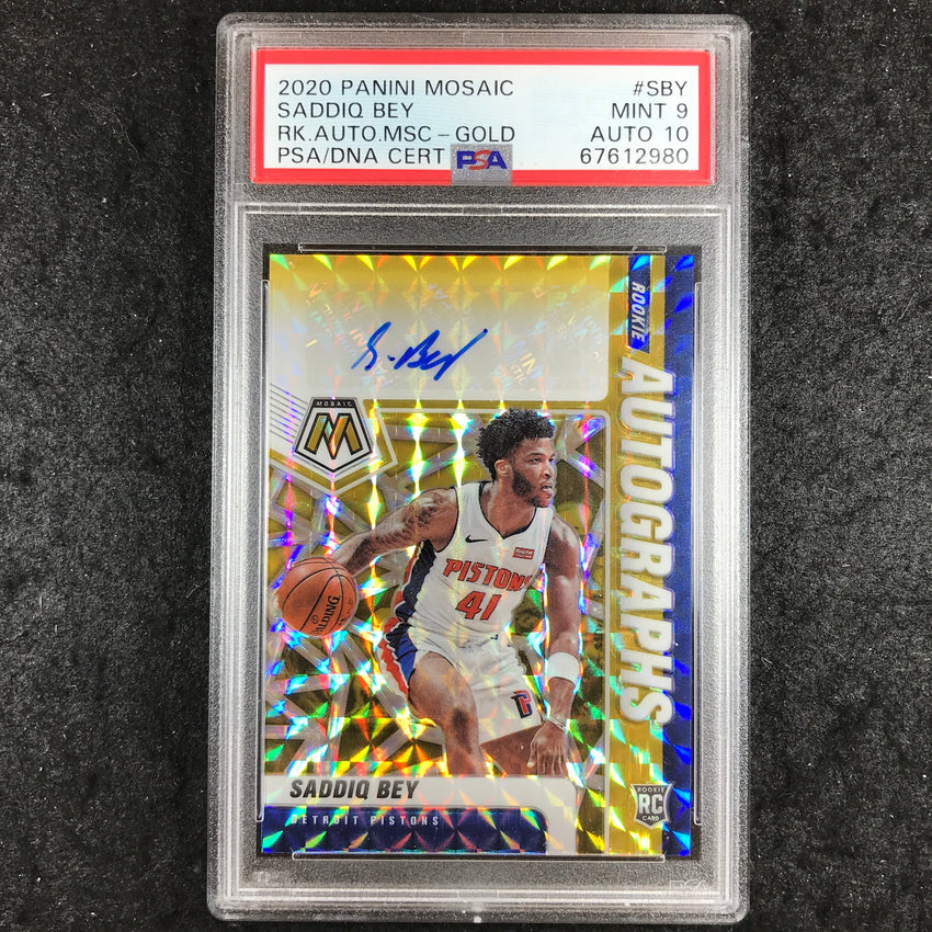 2020 Panini Mosaic SADDIQ BEY Rookie Auto Gold 9/10 #SBY PSA 9/Auto 10 (980)