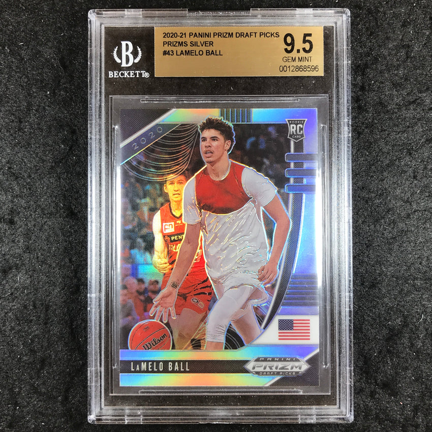 2020 Panini Prizm Draft Picks LAMELO BALL Rookie Prizms Silver #43 BGS 9.5 (596)