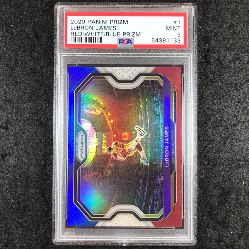 2020 Panini Prizm LEBRON JAMES Red White Blue #1 PSA 9 (133)