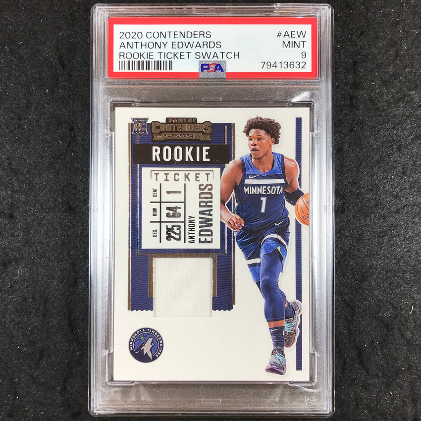 2020 Panini Contenders ANTHONY EDWARDS Rookie Ticket Swatch #AEW PSA 9 (632)