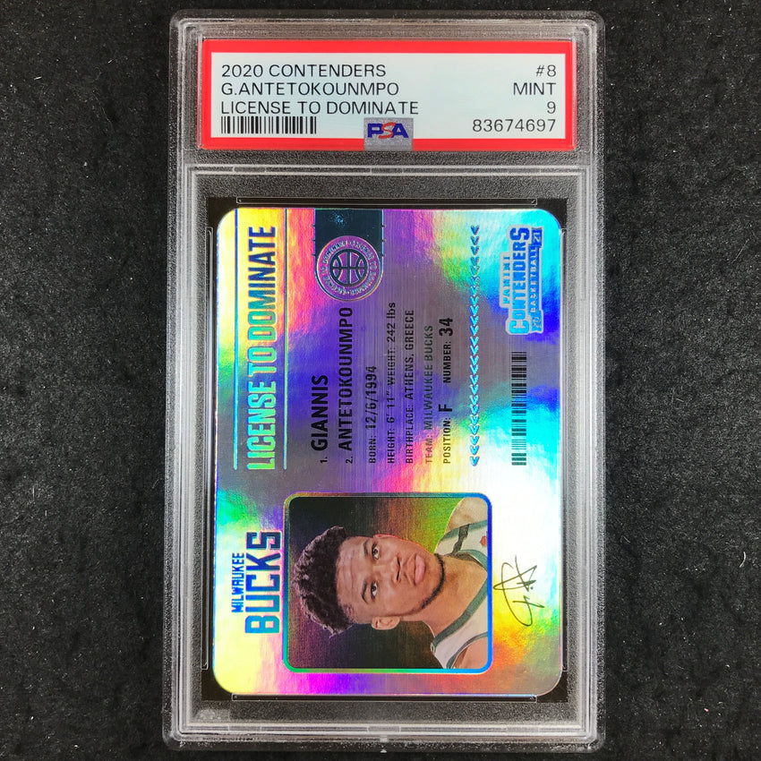 2020 Panini Contenders GIANNIS ANTETOKOUNMPO License to Dominate #8 PSA 9 (697)