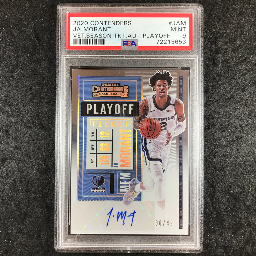 2020 Contenders JA MORANT Veteran Season Ticket Auto Playoff 30/49 PSA 9 (653)