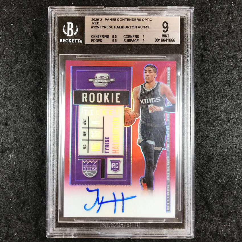 2020 Contenders Optic TYRESE HALIBURTON Rookie Ticket Auto 61/149 BGS 9 (866)