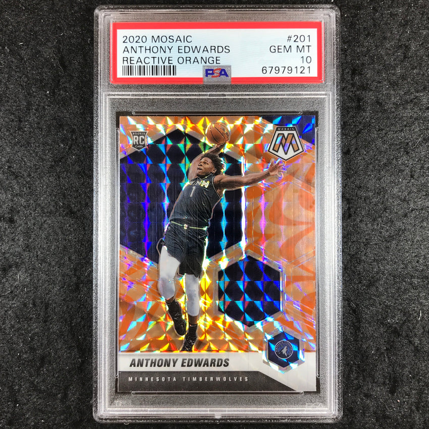 2020 Panini Mosaic ANTHONY EDWARDS Rookie Reactive Orange #201 PSA 10 (121)