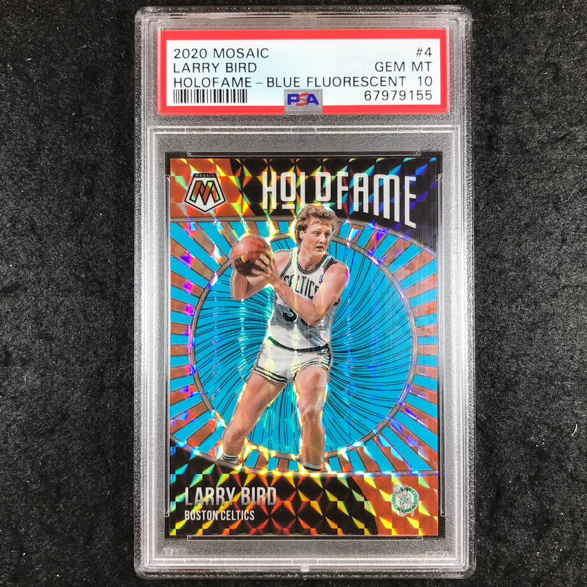 2020 Panini Mosaic LARRY BIRD Holofame Blue Fluorescent 4/15 #4 PSA 10 (155)