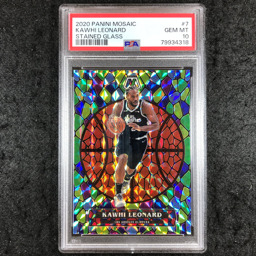 2020 Panini Mosaic KAWHI LEONARD Stained Glass #7 PSA 10 (318)