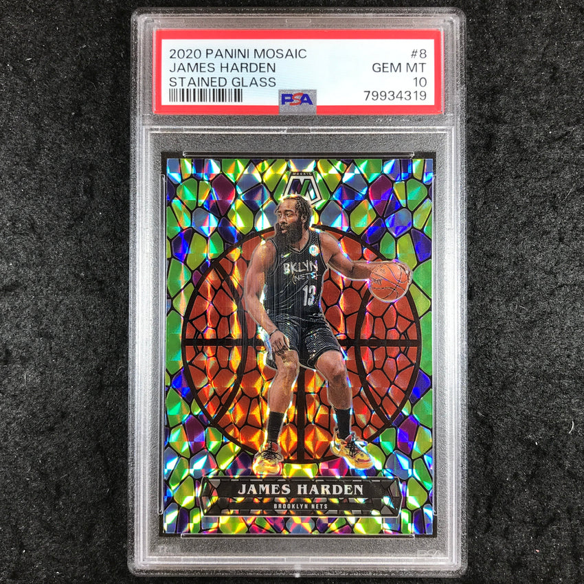 2020 Panini Mosaic JAMES HARDEN Stained Glass #8 PSA 10 (319)