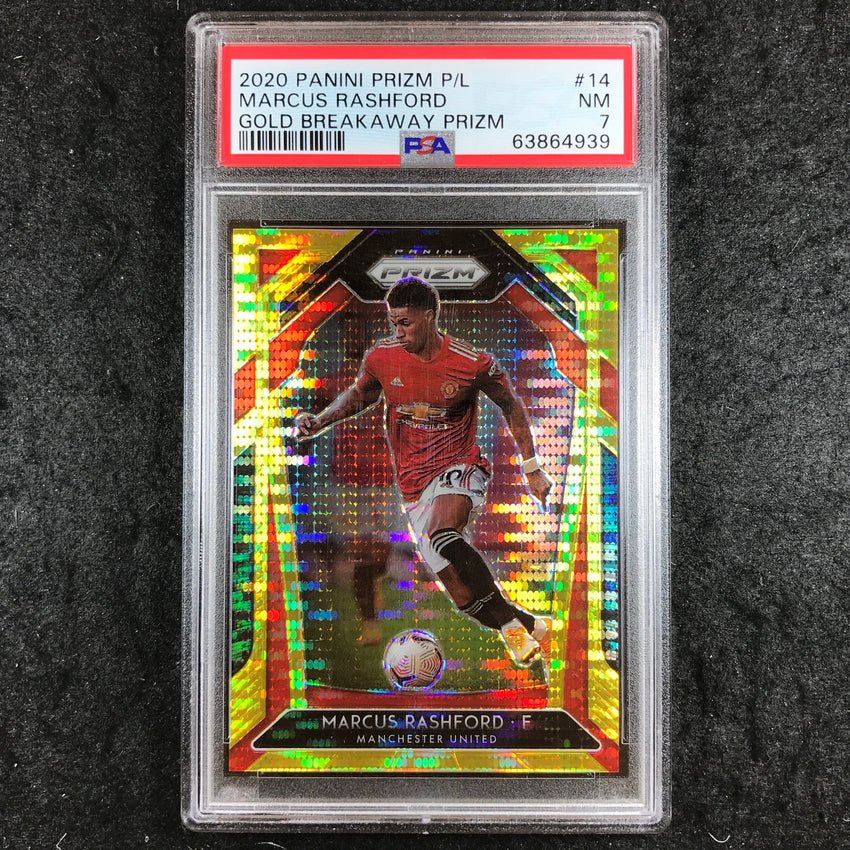 2020 Prizm Premier League MARCUS RASHFORD Gold Breakaway 10/10 #14 PSA 7 (939)