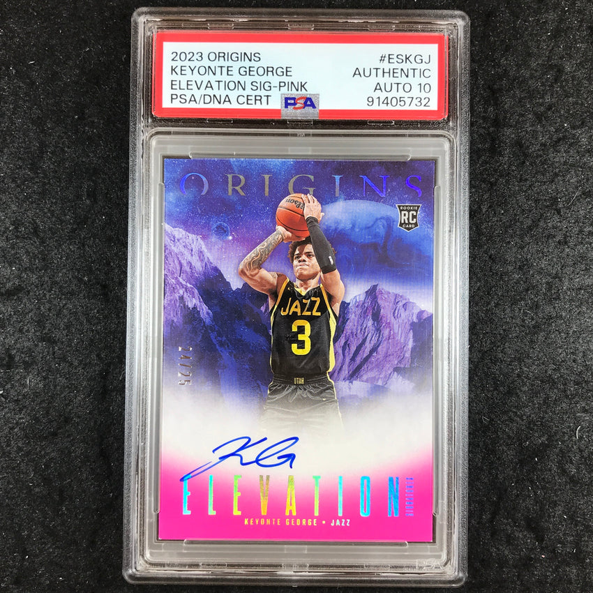 2023 Origins KEYONTE GEORGE Rookie Elevation Auto Pink 24/25 PSA Auth/10 (732)