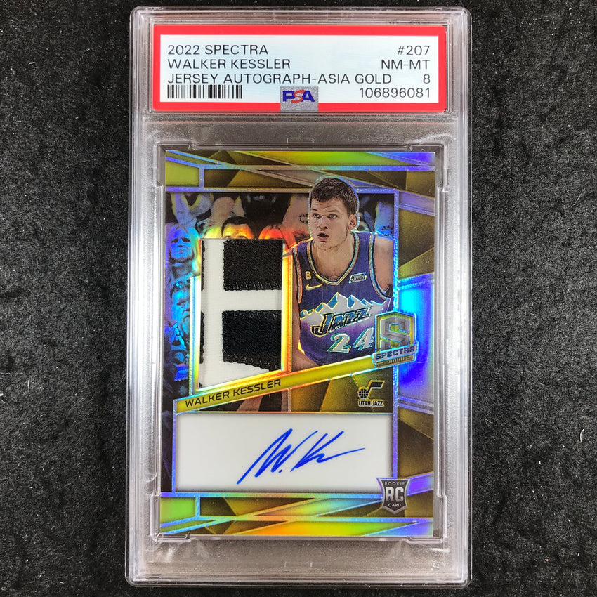 2022 Spectra WALKER KESSLER Rookie Jersey Auto Asia Gold 2/3 #207 PSA 8 (081)